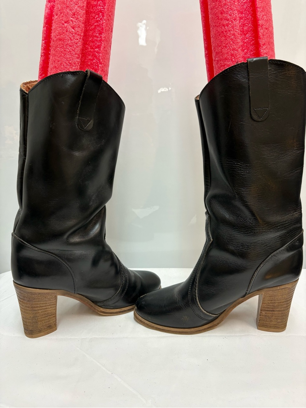 Vintage 1970s/1980s Hanna Leather Slouchy Heeled Boots Size 4 fits US 6.5-7 - Picture 8 of 12